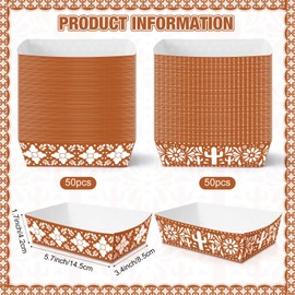 Funrous 100 Pcs Mexican Paper Food Trays Cielito Lindo Party Decoration Pre-assembled Mexicano Taco Boats Fiesta Snack Nacho Trays for Cinco De Mayo Party Baby Shower Wedding Supplies