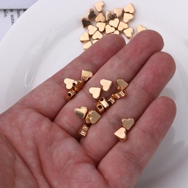 MAGICLULU Cuentas De AleacióN En Forma De CorazóN Para Pulseras Y Collares, 100 Piezas (50 Plateadas + 50 Doradas), Diy Manualidades, 0.6x0.6x0.3cm, Agujero PequeñO, Separadores Para Bisutería