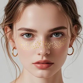 Gold Face Freckle Stickers 12 Sheets - Long-Lasting & Skin-Safe | Temporary Golden Face Stickers for Girl | Concerts Festival & Party Makeup Essentials (holographic multicolor)