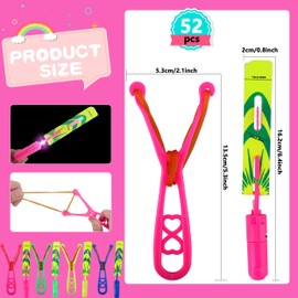 Cagemoga 72 Pcs Rocket Slingshot Flying Toys with Whistle and LED Lights Includes 36 Launchers 36 Arrow Helicopter for Glow in The Dark Parties and Outdoor Games