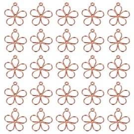 PATIKIL 100pcs Open Bezels, Resin Bezels Pendants Flower Open Back Bezels Alloy Hollow Frame Bulk for Resin Jewelry Making Earrings Necklace, Rose Gold