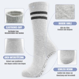 HYCLES Yoga Socks Non-Slip Socks 3 Pairs Stopper Socks for Women Non-Slip Grip Socks for Yoga, Pilates, Dance, Barefoot, Trampoline, Home, Hospital, 01# Black*1+White*1+Light Grey*1