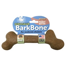 Pet Qwerks Dinosaur Wood BarkBone Dog Chew Toy, Peanut Butter Flavor, XLarge