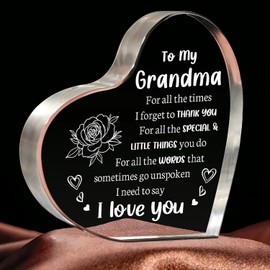 QYMCAT Acrylic Grandma Gift Floral Themed Heart Shape Birthday for Grandma Home Decoration