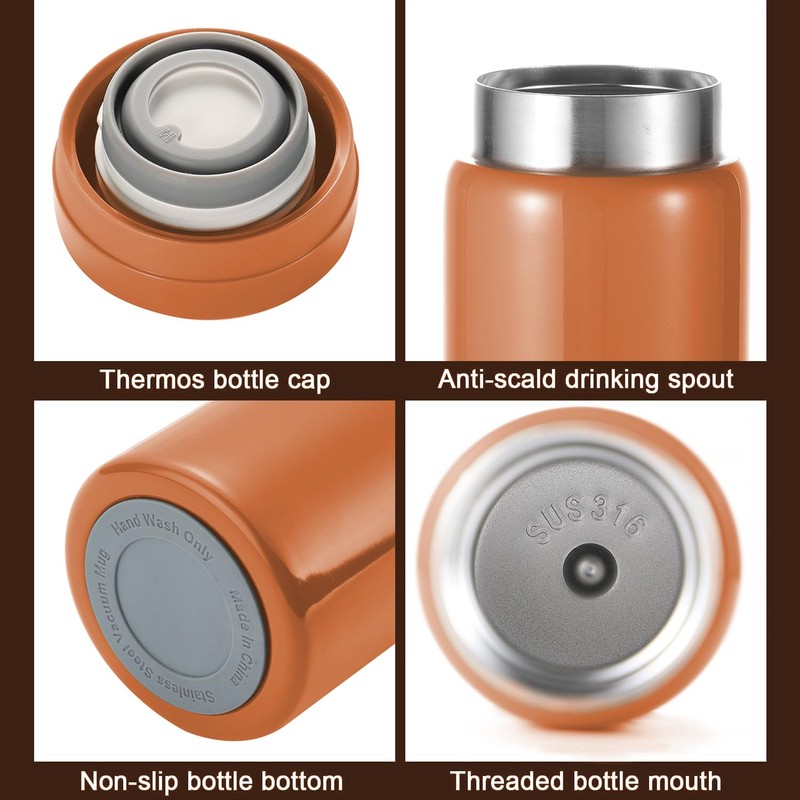 Small Flask, Cute Water Bottle, Vacuum Insulated Flask for Hot