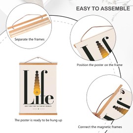 Artmag Artmag 4 Pack Magnetic Poster Hanger Frame, 8x10 8x12 8x24 Light Wood Wooden Magnet Poster Frame for Maps Canvas Artwork Pictures Poster Hangers Frames (Teak,8")