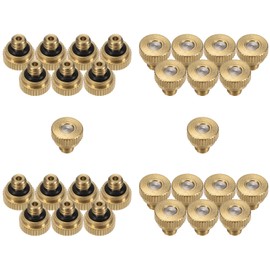 M METERXITY 30-Pack Brass Misting Nozzle, 0.012" 0.3mm Orifice 10/24 UNC O-Ring Replacement Mister Nozzles Plug Mister Heads for Garden Patio Outdoor Cooling System Low-Pressure Atomizing
