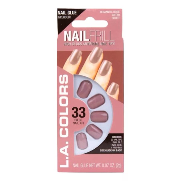L.A. Colors Uñas Kit Naill Frill Romantic Rose Press On