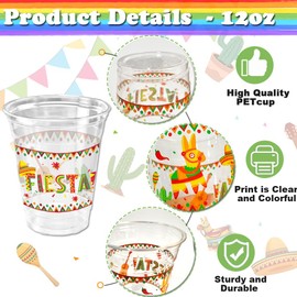 GotGala Fiesta Plastic Cups Mexican Disposable Plastic Cups Cinco De Mayo Party Decorations for Mexican Theme Taco Birthday WeddingParty Drinkware Supplies