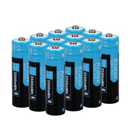 Kratax 1.5V AA Lithium Rechargeable Batteries, 12 Pack 3A High Capacity 3500mWh Li-ion Batteries, 1600 Cycles, Long Lasting, Constant Output for Controller, Toys, Remote Controls, Fast Charge