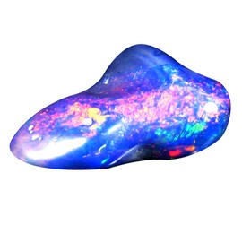 4.25 ct Fancy Cut (16 x 9 mm) Ethiopian Play of Colors Blue Opal Natural Loose Gemstone