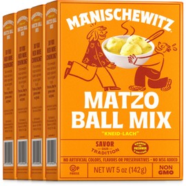 Manischewitz Matzo Ball Mix, 5 Oz. (4 Pack) Easy Prep | Kosher for Passover | Nothing Artificial | No MSG | Classic Fluffy Texure