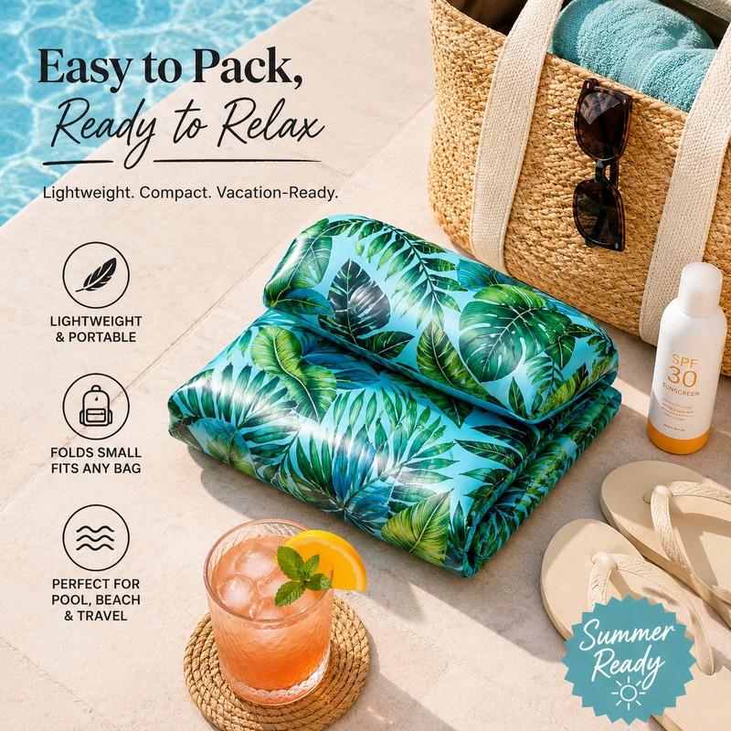 Inflatable Pool Float Lounger for Adults – Tropical Leaf PVC