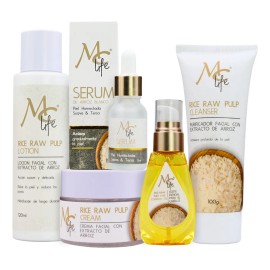 Kit Skincare De Arroz 5pzs Manchas, Aclara, Hidrata. Mc Life                                                                                          