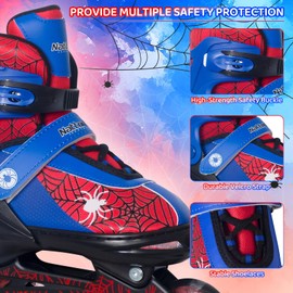 Nattork Adjustable Children's Inline Skates with PU Flash Wheels, Fun Inline Skates with Light-up Wheels, for Ages 4-12, Indoor/Outdoor Birthday Gift for Beginners,Kids and Youths Ages 4-12 8-12 5-8