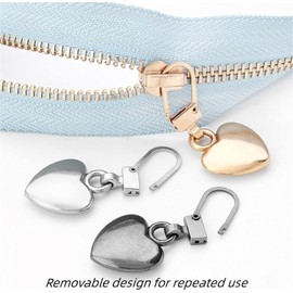 5 Pcs Journey Studio Heart Shaped Zipper Pull Replacement Metal Zipper Backpack Zippers Mend Fixer Repair for Coats Jackets Pants Luggage, Fasteners, Sewing Notions and Supplies (Gold)