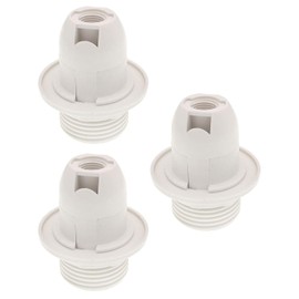 TWDRTDD® Candelabra e12 base Bakelite threaded keyless light lamp socket with Metal Shade Ring (3, White)