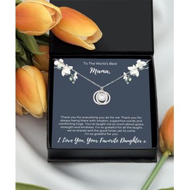 To Mama Necklace From Daughter, Mama Daughter Necklace Gifts, Sterling Silver Circle Mama Necklace for Women, Mother’s Day Necklaces for Mama, I Love You Mama Necklaces