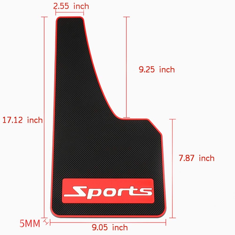 4 Pcs Black Sports Car Mud Flaps Front and Rear