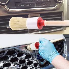PUBAMALL Sistema de Cepillo del Detalle del Pelo del jabalí Natural, Sistema de Cepillo Que detalla para la Limpieza Weels/Engine/Interior/Emblems/Interior/Exterior/Air Vents（6 Pcs）