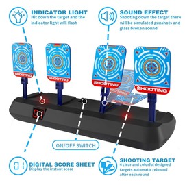 Blasland Nerf Target for Nerf Pistols with Automatic Resetation, Intelligent Sound and Light Effects with 20 Darts, Toy for Children 4 5 6 7 8 9 10 11 12 Years as Birthday Gift, Black
