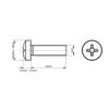 M5 (5mm x 60mm) Phillips Pan Head Machine Screws Steel