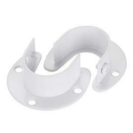 OwnMy 6 Packs Closet Rod End Supports Brackets 1-1/4" Curtain Flange Rod Holder, U Shaped Stainless Steel Closet Pole Sockets Opening Flange Rod Bracket for Closet Shelf Wardrobe Shower Curtain, White