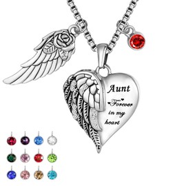 Forever in my heart with 12 Birthstones Cremation Jewelry Keepsake Memorial Urn Necklace, Metal