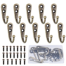 DAJMAIEZ 10 Pcs Coat Hooks, Single Prong Robe Hooks, Wall Mounted Clothes Hooks, Wall Hanging Hangers Hooks, Metal Hats Towels Doors Hooks Wall Mounted for Kitchen Bathroom with 14mm Screws