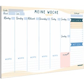 PACKLIST Weekly Planner Pad A4 without Fixed Date. Diary Family Planner with Weekly Goal, To Do List, Top 3, Notes, Plans, Important, Large Note Field - Exclusive Calendar with Eco Packaging