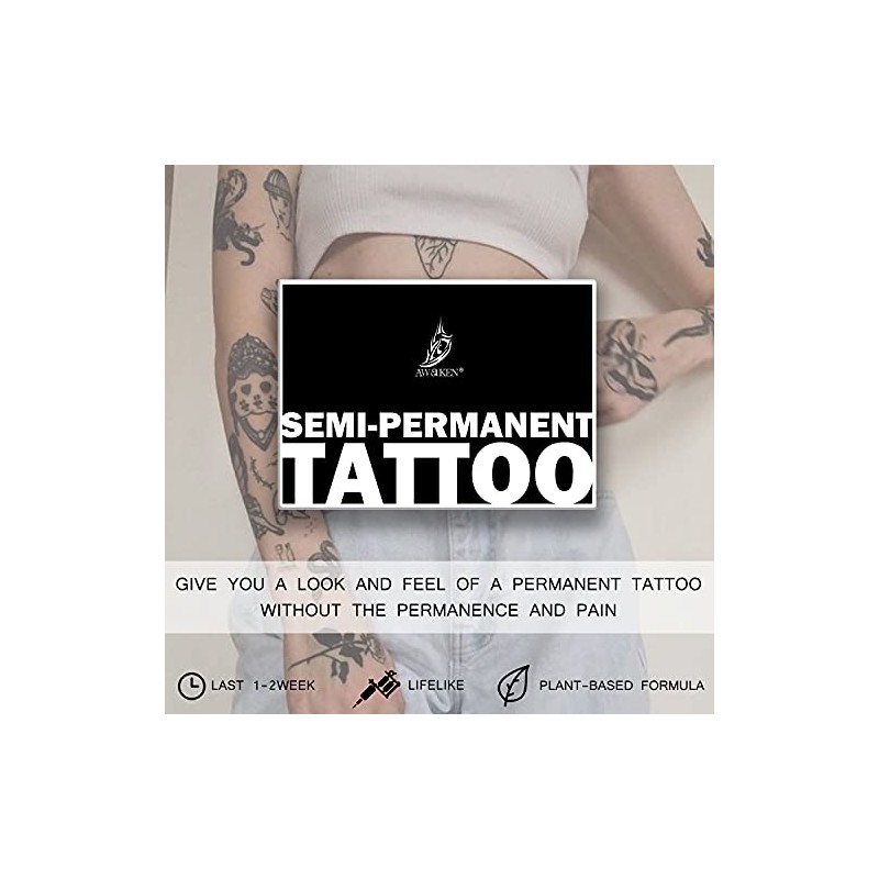 AWAKEN Temporary Fake Tattoos Juice Tattoo Semi Permanent Stickers Waterproof