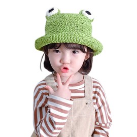 Cute Frog Kids Bucket Hats Cotton Wide Brim Fisherman Cap Sun UV Protection Hat for Toddler Girls Boys