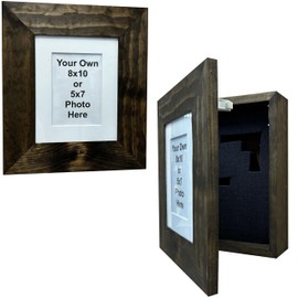 Picture Frame Hidden Gun Storage Cabinet Home Decor, 8x10 or 5x7 Picture by Bellewood Designs (Dark Walnut)