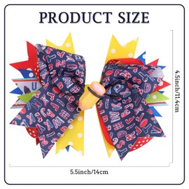 2Pcs School Bows for Girls, Back To School Hair Accessories, Cute Back To School Ribbon Bow Pencil Designs Bows Hair Clips for Baby Girls' First Day of School Students Hair Decoration