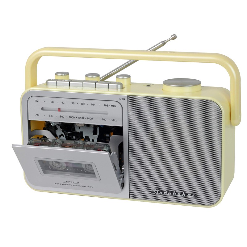 Studebaker SB2130CS Portable Cassette Player/Recorder with AM/FM Radio (Cream/Silver)