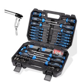 URASISTO 120-pieces Magnetic Screwdrivers Sets Includes Sockets, Slotted, Phillips, Hex, Torx and Precision Screwdriver Set Tools for Men, Repair Home