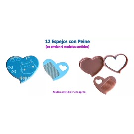 Nagi Cutie Shop 12 Mini Espejo De Mano Bolsillo Con Peine Kawaii Regalo Bolo