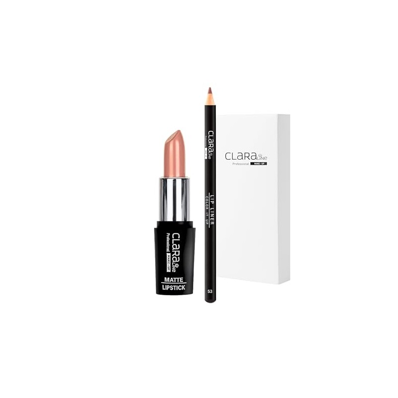 Claraline Lip Kit, Matte Lipstick & Lip Liner (Nude)