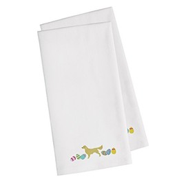 Caroline's Treasures CK1647WHTWE Golden Retriever Easter White Embroidered Kitchen Towel Set of 2