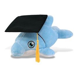 DolliBu Dolphin Graduation Plush Toy - Super Soft Dolphin Graduation Stuffed Animal Dress Up with Graduation Cap with Tassel - Reward Celebration Grad Gift - 13.5 Inch