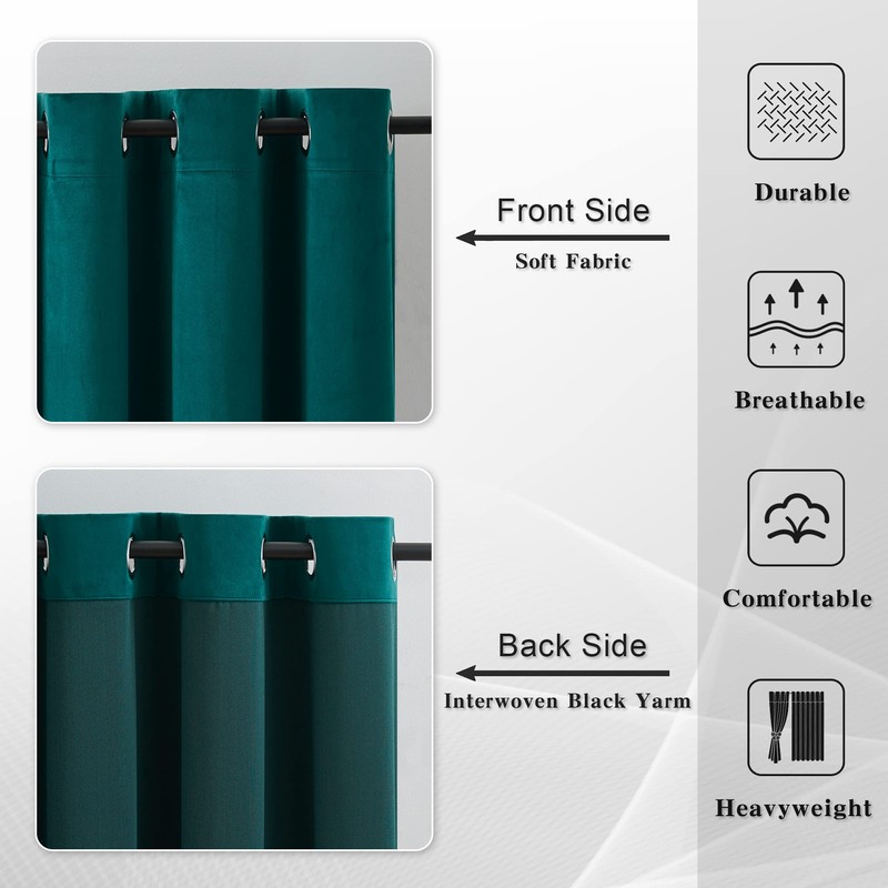 MASWOND Extra Long Blackout Curtains - Heavy-Duty Velvet Drapes Heat
