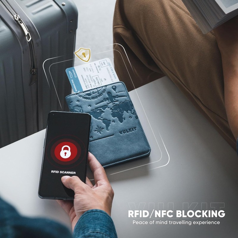 VULKIT Porta Pasaporte De Viaje Con Cierre Magnético RFID Blocking