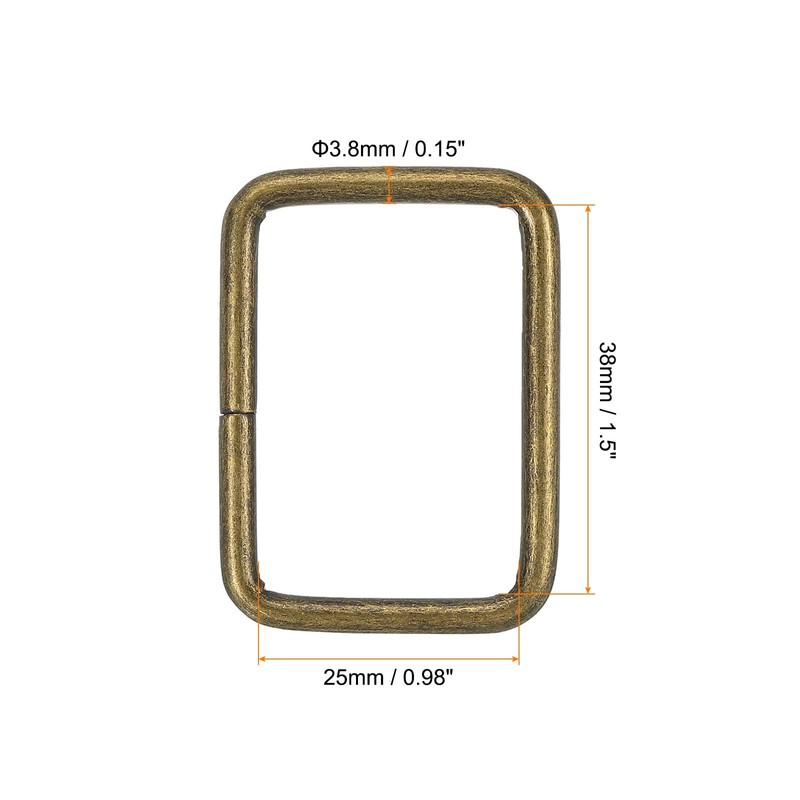uxcell 8Pcs Metal Rectangle Ring, 1 1/2 x 1 Inch