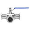 DERNORD 2" Tri Clamp Sanitary Ball Valve, 3-Way Ball Valve