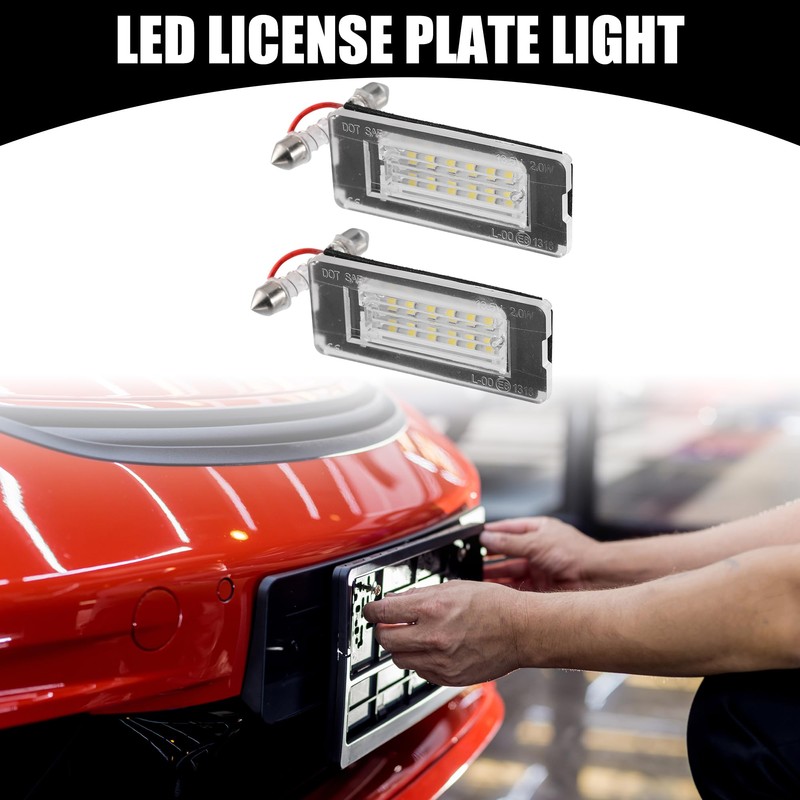 Partuto LED License Plate Light for Mini Cooper Plastic Black