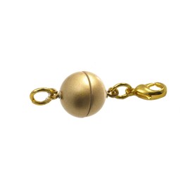 Creative-Beads Magnetic Clasp for Necklaces and Jewellery, Ball, Round, 10 mm, with Stainless Steel Carabiner and Eyelet, Matte Gold