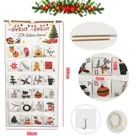Advent Calendar 2024 as Wall Calendar Made of Fabric, Advent Calendar for Filling, Reusable with 24 Fabric Bags, Advent Calendar Tapestry, Hanging for Wall Door Decoration, Christmas Calendar, Fabric