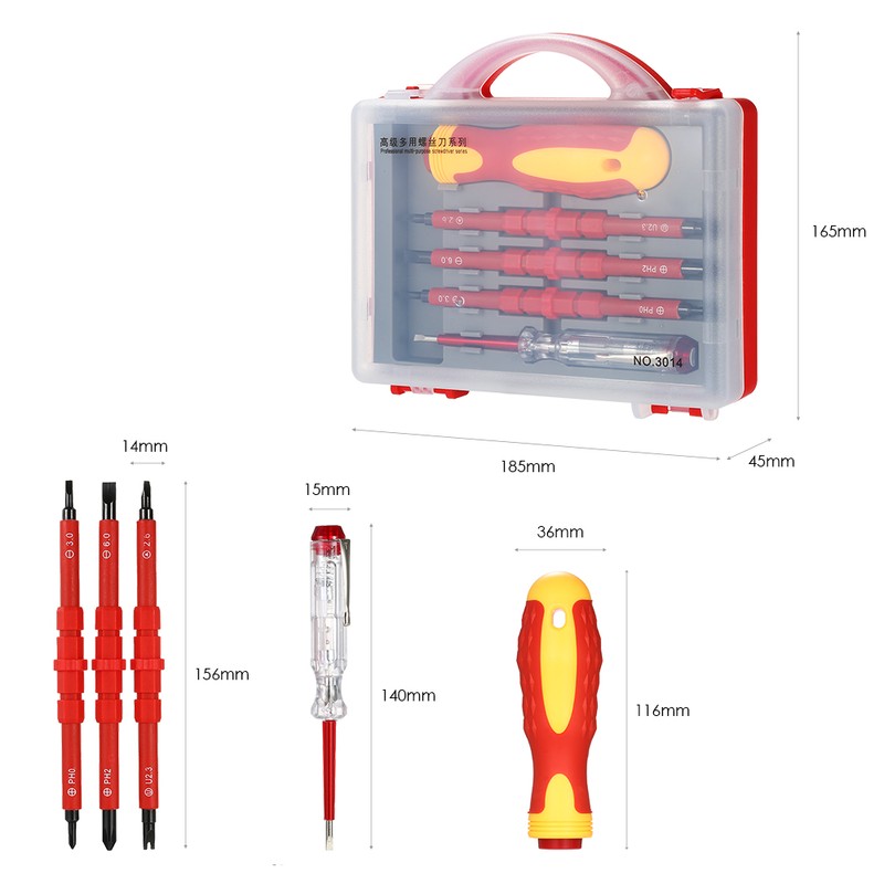5pcs 500V Insulated Screwdrivers Set with Magnetic Slotted Phillips Pozidriv