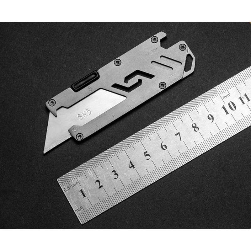 KUNSON Stainless Steel Keychain Utility Knife, Portable Pocket Retractable Box