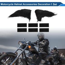 A ABSOPRO Motorcycle Helmet Accessories Decoration Nekomimi Ears for Motorcycle Bicycle Skiing Helmets Black Plush Stickers 1 Set